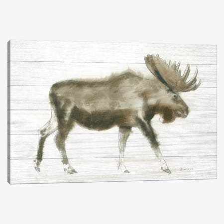 Dark Moose On Wood Crop Canvas Print #WAC9321} by James Wiens Canvas Print