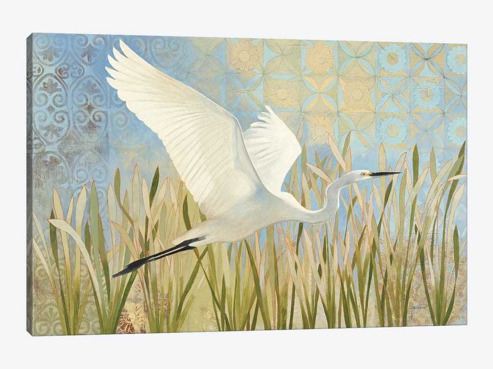 Snowy Egret In Flight by Kathrine Lovell 1-piece Canvas Art Print