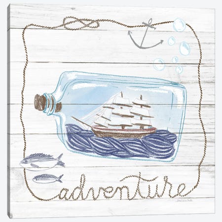 Ship In A Bottle Adventure Shiplap Canvas Print #WAC9388} by Sara Zieve Miller Canvas Print