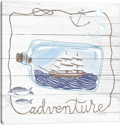 Ship In A Bottle Adventure Shiplap Canvas Art Print