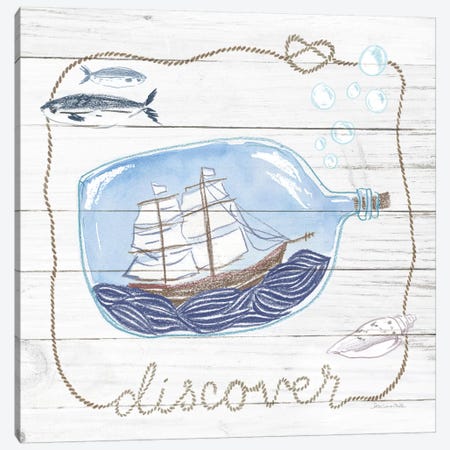 Ship In A Bottle Discover Shiplap Canvas Print #WAC9390} by Sara Zieve Miller Canvas Wall Art