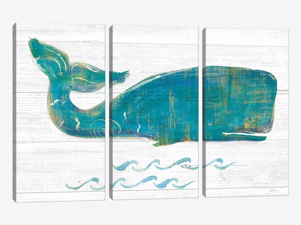 On The Waves I Light Plank by Sue Schlabach 3-piece Canvas Print