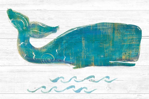Whales: On The Waves I Light Plank by Sue Schlabach