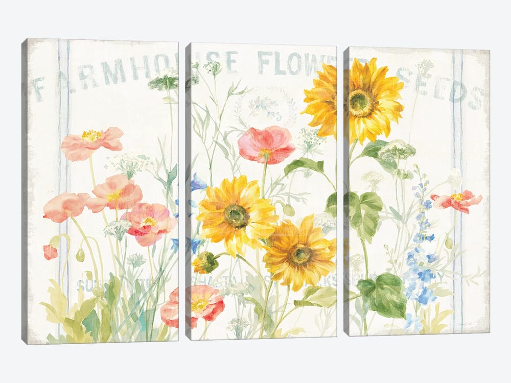 Floursack Florals I by Danhui Nai 3-piece Canvas Artwork