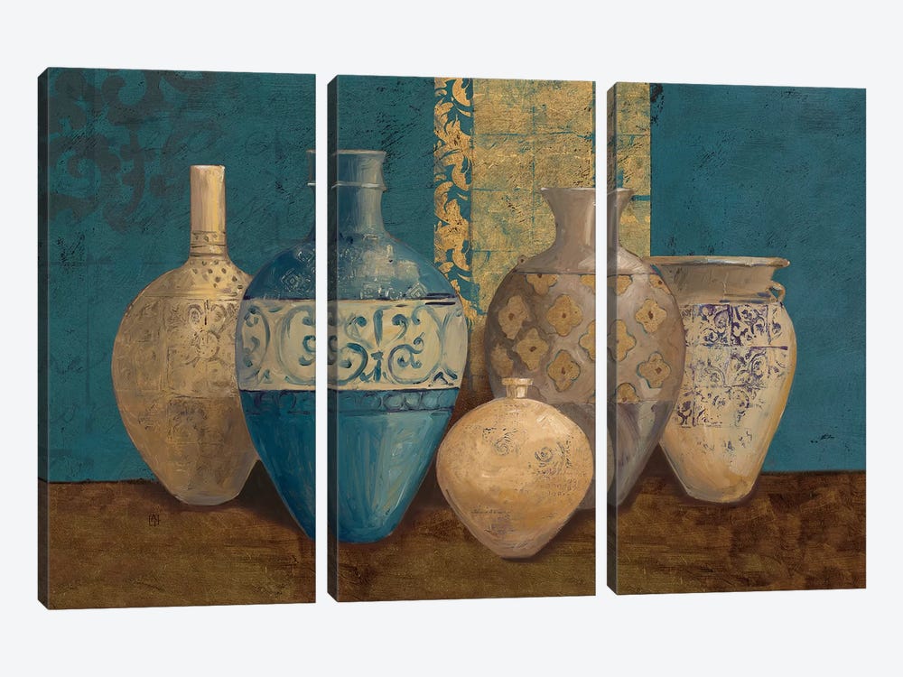 Aegean Vessels on Turquoise by Avery Tillmon 3-piece Canvas Art Print