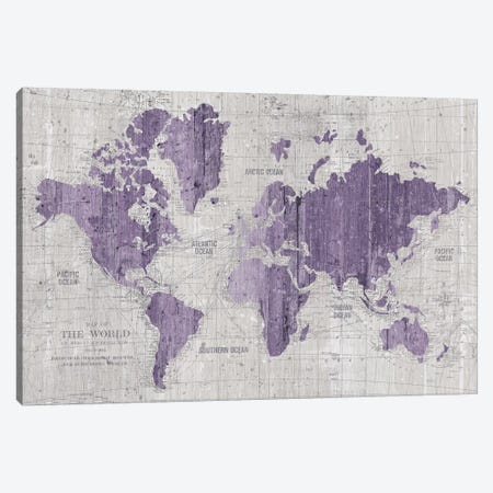 Old World Map In Purple And Gray Canvas Print #WAC9552} by Wild Apple Portfolio Canvas Wall Art
