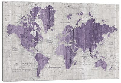 Old World Map In Purple And Gray Canvas Art Print - Large Map Art