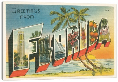 Greetings from Florida II Canvas Art Print - Florida Art