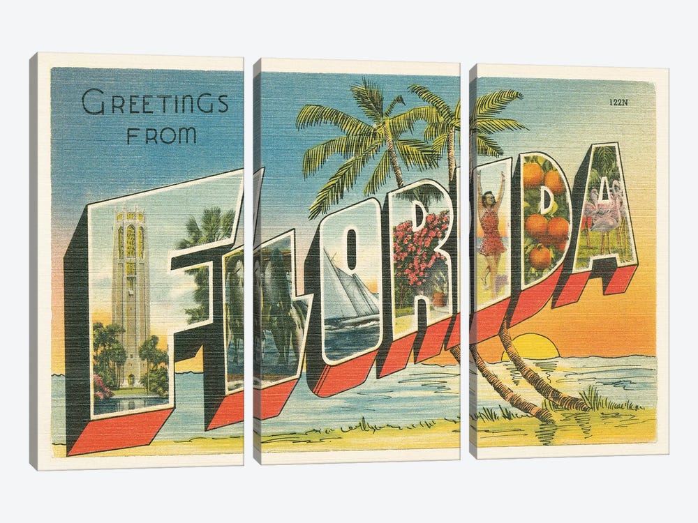 Greetings from Florida II by Wild Apple Portfolio 3-piece Canvas Wall Art