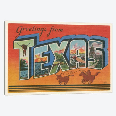 Greetings from Texas v2 Canvas Print #WAC9572} by Wild Apple Portfolio Canvas Artwork
