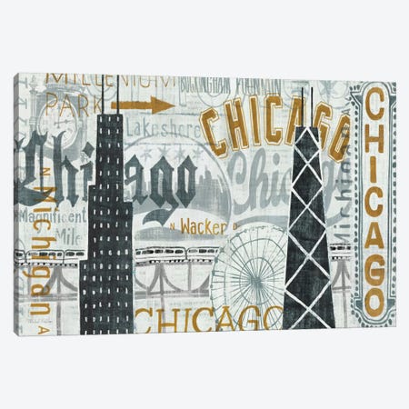 Hey Chicago Vintage Canvas Print #WAC957} by Michael Mullan Canvas Art Print