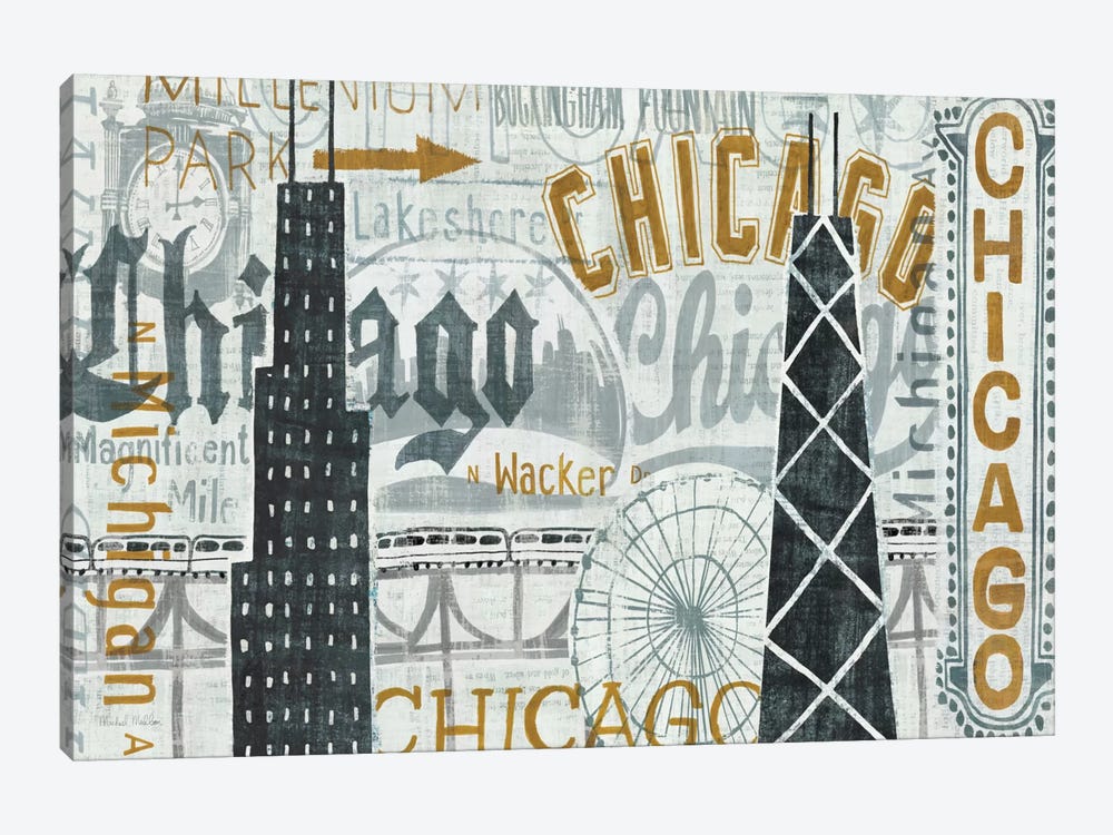 Hey Chicago Vintage by Michael Mullan 1-piece Canvas Artwork