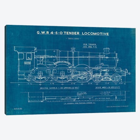 Locomotive Blueprint I Canvas Print #WAC9616} by Wild Apple Portfolio Canvas Wall Art