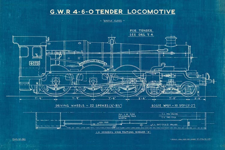 Locomotive Blueprint I by Wild Apple Portfolio wall art