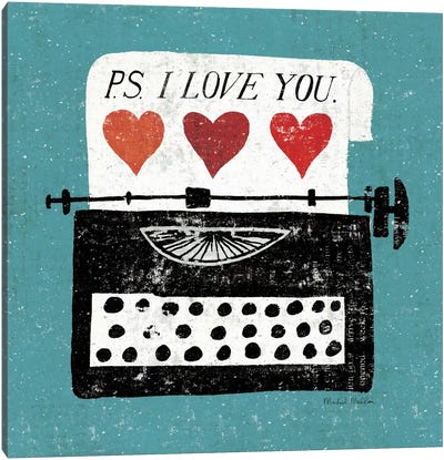 Vintage Desktop - Typewriter Canvas Art Print - Romantic Novels