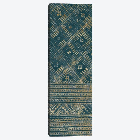 Indochina Batik II Teal and Gold Canvas Print #WAC9663} by Wild Apple Portfolio Canvas Art