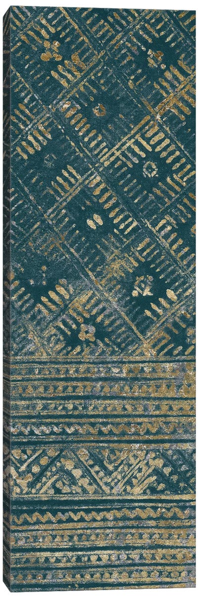 Indochina Batik II Teal and Gold Canvas Art Print - Global Patterns