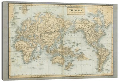 The World Map Neutral Canvas Art Print - Antique Maps