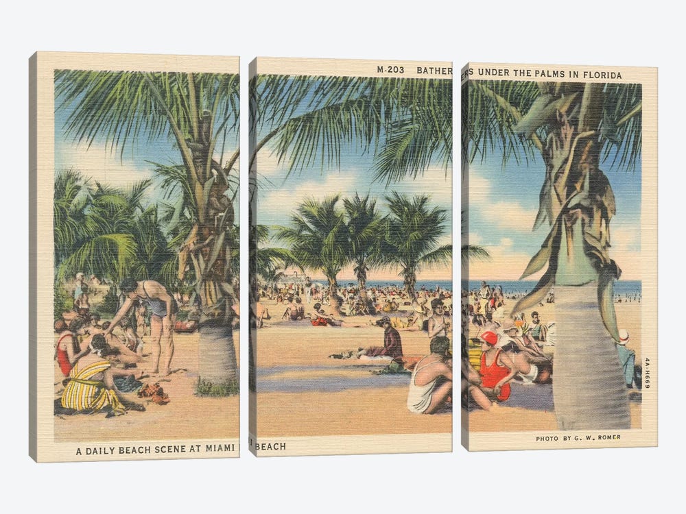 Beach Postcard III by Wild Apple Portfolio 3-piece Canvas Art