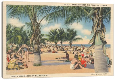 Beach Postcard III Canvas Art Print - Retro Redux