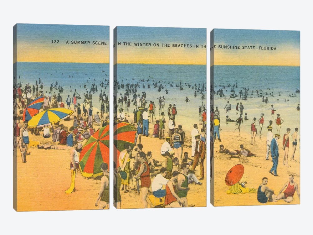 Beach Postcard IV by Wild Apple Portfolio 3-piece Canvas Print