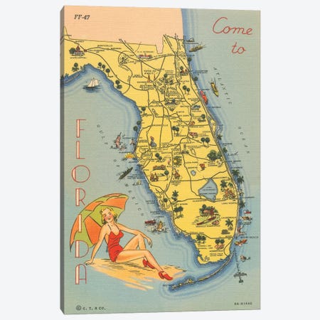 Florida Postcard VI Canvas Print #WAC9721} by Wild Apple Portfolio Canvas Art Print