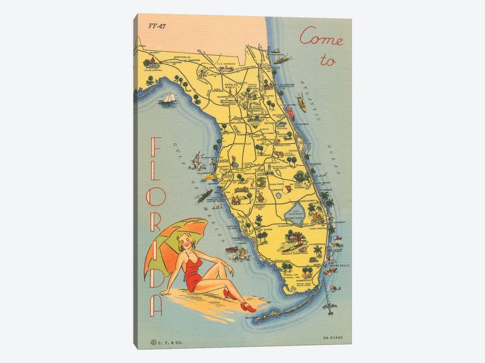 Florida Postcard VI by Wild Apple Portfolio 1-piece Canvas Art Print