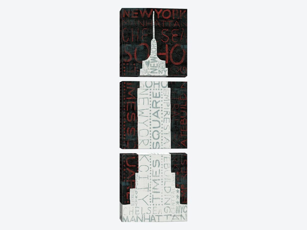 Empire State Building - Red by Michael Mullan 3-piece Canvas Print