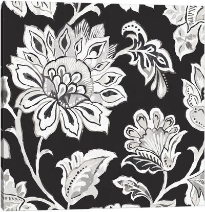 Ceylon Gardens III In Black & White Canvas Art Print - Black & White Patterns