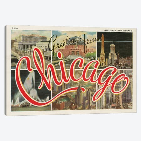 Chicago Postcard I v2 Canvas Print #WAC9848} by Wild Apple Portfolio Canvas Art
