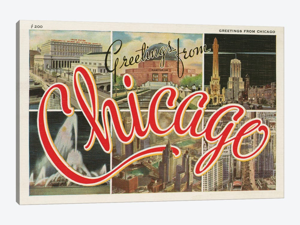 Chicago Postcard I v2 by Wild Apple Portfolio 1-piece Canvas Art