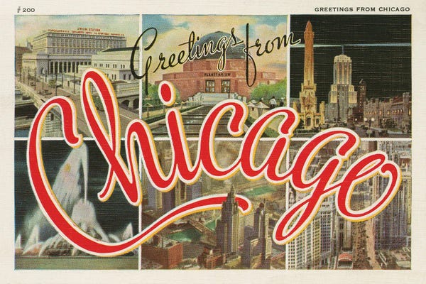 Chicago Posters: Chicago Postcard I v2 by Wild Apple Portfolio