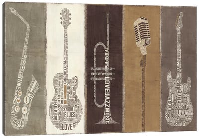 Type Band Neutral Panel  Canvas Art Print - Microphones