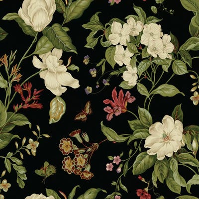 Garden Floral On Black II by Unknown Artist metal wall art