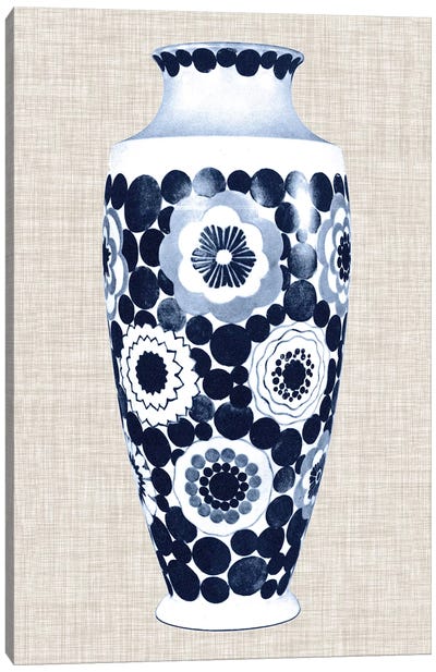 Blue & White Vase V Canvas Art Print - Navy & Neutrals