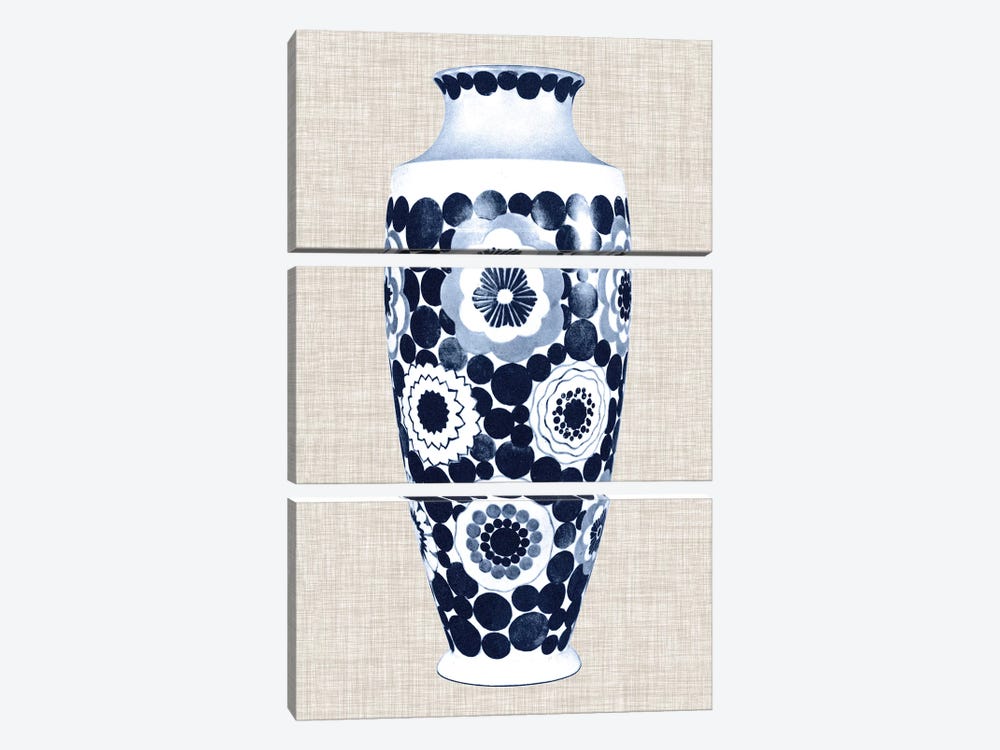 Blue & White Vase V by World Art Group Portfolio 3-piece Canvas Art Print