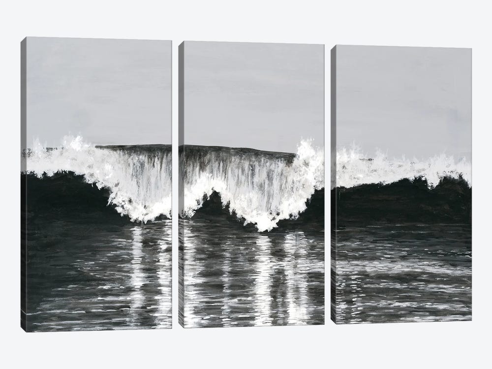 Black & White Waves II by Michael Willett 3-piece Canvas Print