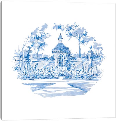 Blue Garden Impressions V Canvas Art Print - Botanical Illustrations