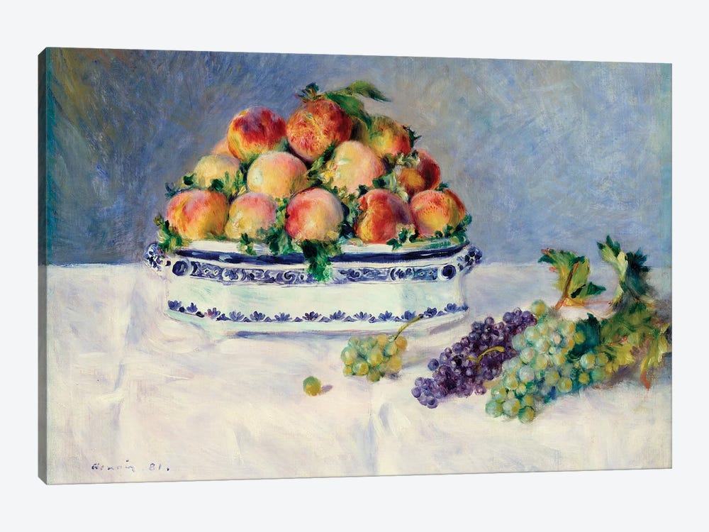 Still Life With Peaches And Grapes by Pierre Auguste Renoir 1-piece Canvas Wall Art