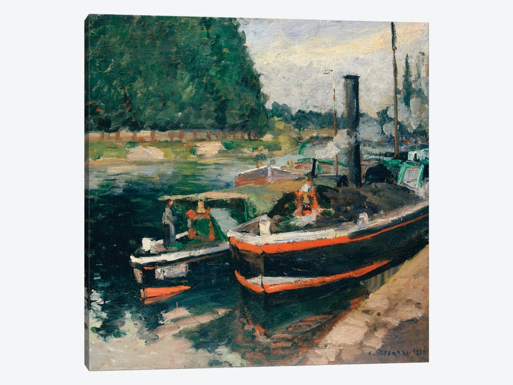 Barges At Pontoise by Camille Pissarro 1-piece Art Print