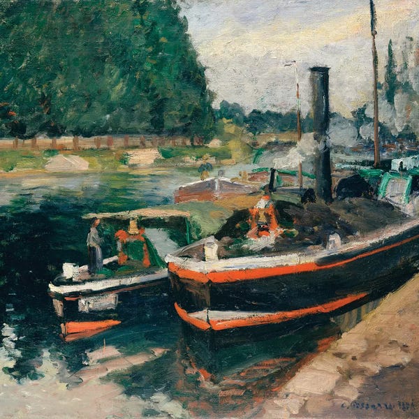 Camille Pissarro: Barges At Pontoise by Camille Pissarro