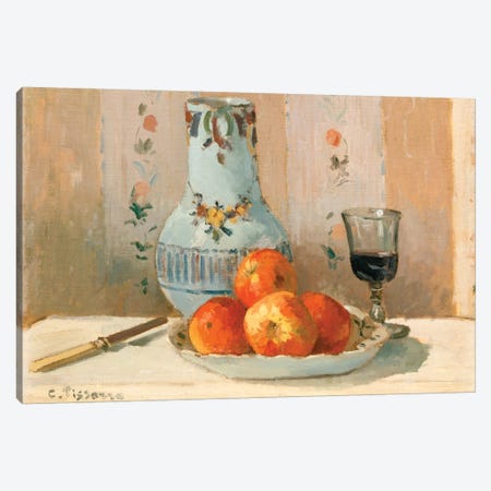 Still Life With Apples And Pitcher Canvas Print #WAG51} by Camille Pissarro Canvas Art