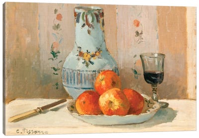 Still Life With Apples And Pitcher Canvas Art Print - Camille Pissarro