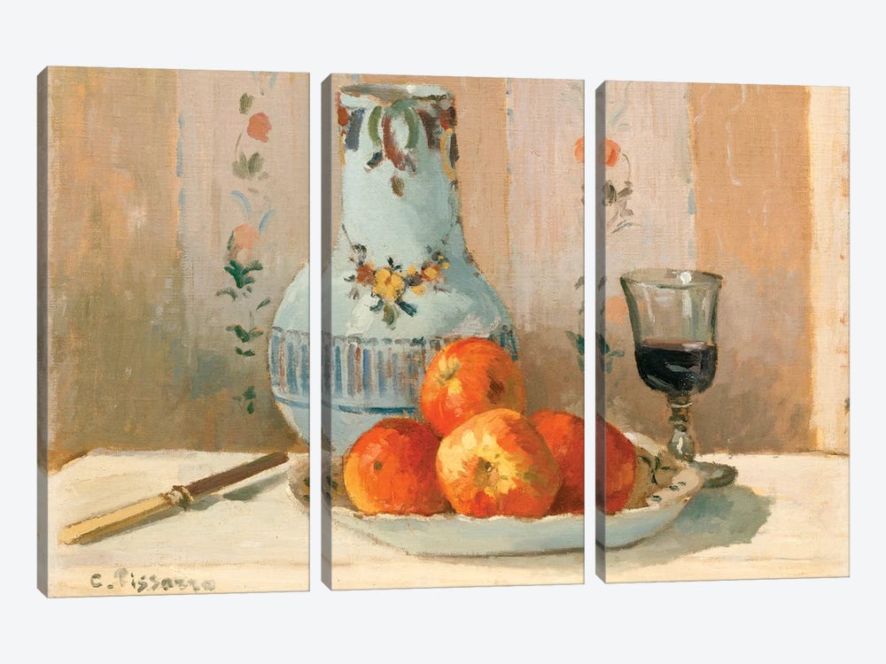 Still Life With Apples And Pitcher by Camille Pissarro 3-piece Canvas Print