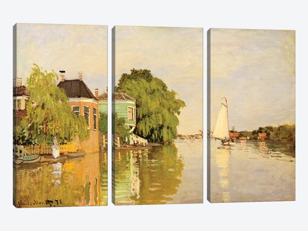 Houses On The Achterzaan by Claude Monet 3-piece Art Print