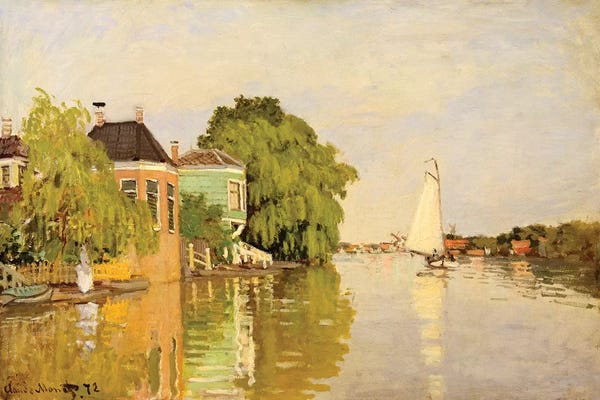 By Water: Houses On The Achterzaan by Claude Monet