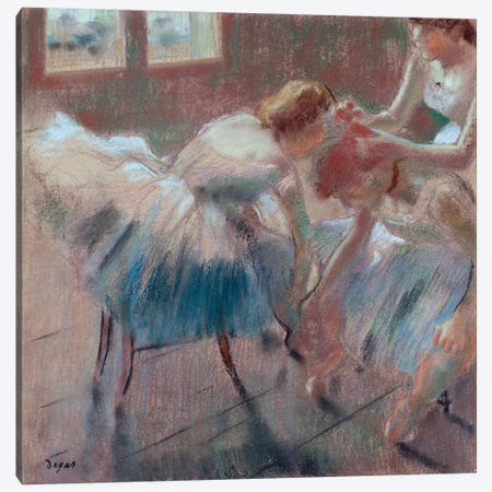Three Dancers Preparing For Class Canvas Print #WAG68} by Edgar Degas Art Print