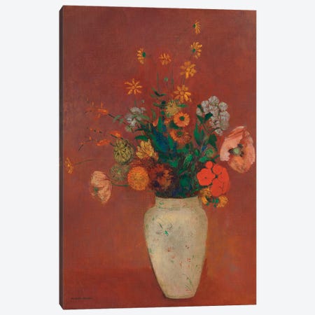 Bouquet In A Chinese Vase Canvas Print #WAG75} by Odilon Redon Art Print