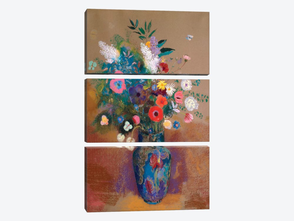Bouquet Of Flowers by Odilon Redon 3-piece Canvas Artwork