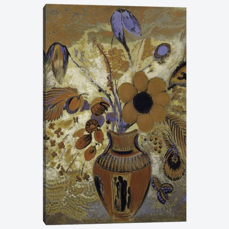 Etruscan Vase With Flowers Canvas Print #WAG77} by Odilon Redon Canvas Art Print